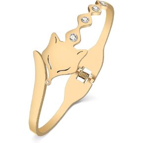 RAIDIN Stainless Steel Gold Bangle Bracelet for Women Girls Mom Dainty Crystal Cute Animals Cuff Bracelets Jewelry for Gifts Party Decoration