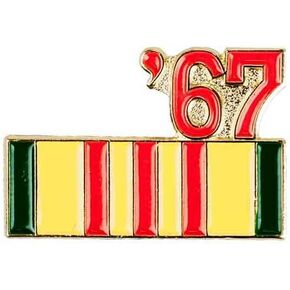 قبعة بشريط خدمة فيتنام لعام 1967/دبوس طية صدر السترة مقاس 7/8 بوصة