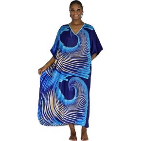 Up2date Fashion Women Satin Caftan, Polar Vortex Print, One Size, Style Caf-16RB