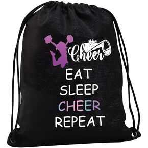 JYTAPP Cheer Drawstring Bag for Cheerleading Gifts Eat Sleep Cheer Gym Bag Cheer Team Gifts Cheerleading Practice Bag for Cheerleaders (black)