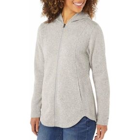 سترة نسائية من الصوف بسحاب كامل بقلنسوة من Eddie Bauer (مقاس XX-Large، رمادي منقط)، رمادي منقط، XXL, رمادي هيذر, XXL