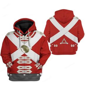 Historical Hoodie for Kids Revolutionary War Uniform Costume 3D Printed Army Jacket Halloween Costume