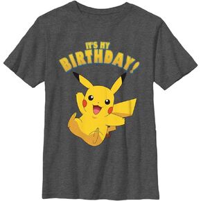 Pokemon Kids Pikka Birthday Party Boys Short Sleeve Tee Shirt