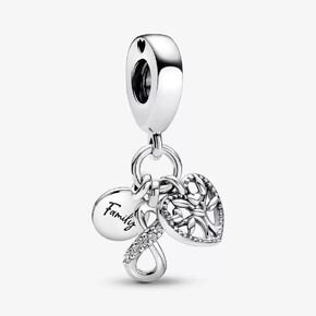 Pandora Family Infinity Triple Dangle Charm - Compatible Moments Bracelets - Jewelry for Women - Gift for Women in Your Life - Made with Sterling Silver & Cubic Zirconia, With Gift Box