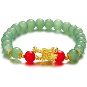 2024 Chinese New Year Dragon Bracelets for Women, Handmade Crystal Feng Shui Lucky Amulet Dragon Stretch Bracelet for Men Boy,New Year Gifts for Women Unisex Jewelry