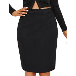 Mingnos Women's Suede Leopard Print High Waisted Bodycon Slit Midi Pencil Skirt