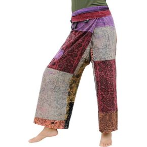 RaanPahMuang Thai Fisherman Pants Men/Women, Loose Yoga, Pirate, Harem Pants, 100% Cotton, Unisex Kimono Pants