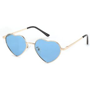 FEISEDY Kids Polarized Heart Sunglasses for Girls & Boys, Sweet Lovely Metal Frame UV400 Protection for Age 5-10 B2851