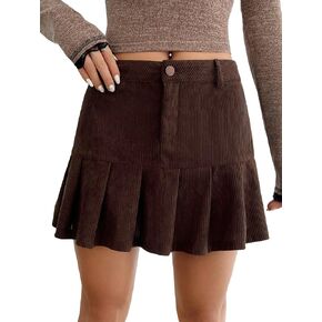 Milumia Women's Corduroy Pleated Mini Skirt Y2K Trendy Mid Waist A Line Short Skirts