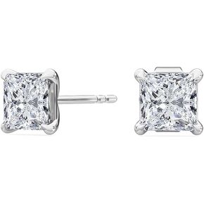 1-5 Carat (ctw) White Gold Asscher Cut LAB GROWN Diamond Solitaire Earrings (Color D-E Clarity VS1-VS2)
