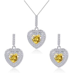 Jorsnovs Four Leaf Clover Necklace Stud Earrings Set Platinum Plated Cubic Zirconia Jewelry Sets Valentines Day Anniversary Birthday Gifts for Women Wife Mom Girlfriend