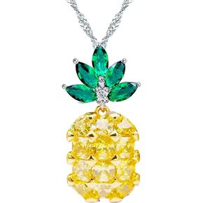 Uloveido Cute Pineapple Jewelry Set CZ Stone Fruit Necklace and Earrings PT001