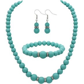 تقليد اللؤلؤ قلادة للنساء اللؤلؤ المختنق قلادة وأقراط مجموعة مجوهرات الزفاف الزفاف مكتنزة مطرز القلائد للنساء in Kuwait