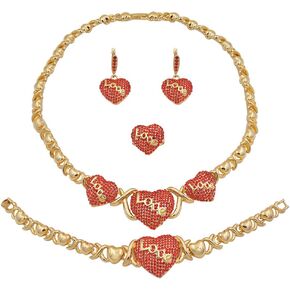 Giffor 14K Gold Filled Christmas Gifts For Girlfriends Luxury Jewelry Necklaces Set Womens Earrings Friendship Bracelet Rings