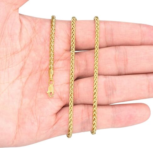 Nuragold 14k Yellow Gold 2.5mm Franco Rounded Palm Wheat Foxtail Spiga Chain Pendant Necklace, Mens Womens Jewelry 16" 18" 20" 22" 24" 26" 28" 30" in Saudi Arabia