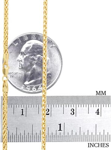 Nuragold 14k Yellow Gold 2.5mm Franco Rounded Palm Wheat Foxtail Spiga Chain Pendant Necklace, Mens Womens Jewelry 16" 18" 20" 22" 24" 26" 28" 30" in Saudi Arabia