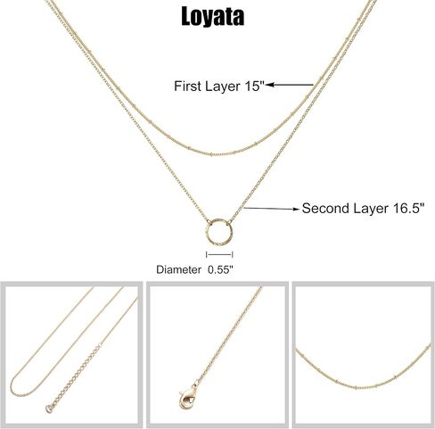 LOYATA الذهب الطبقات المختنق قلادة 14K مطلية بالذهب بار عملة حلية قلادة قلادة حساسة متعدد الطبقات المختنق القلائد للنساء in Kuwait