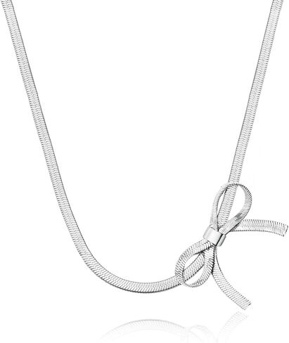 yfstyle Titanium Stainless Steel Bow Necklace Bowknot Chain Necklace 18k Gold Plated Bow Choker Necklace Bowknot Clavicle Chain for Women Girls Mother’s Day Valentine’s Day Gifts in Saudi Arabia
