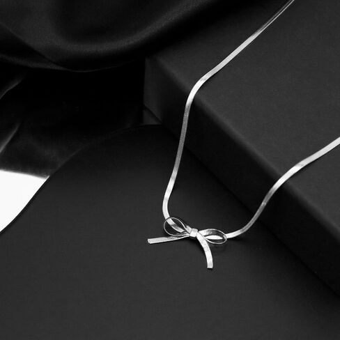 yfstyle Titanium Stainless Steel Bow Necklace Bowknot Chain Necklace 18k Gold Plated Bow Choker Necklace Bowknot Clavicle Chain for Women Girls Mother’s Day Valentine’s Day Gifts in Saudi Arabia