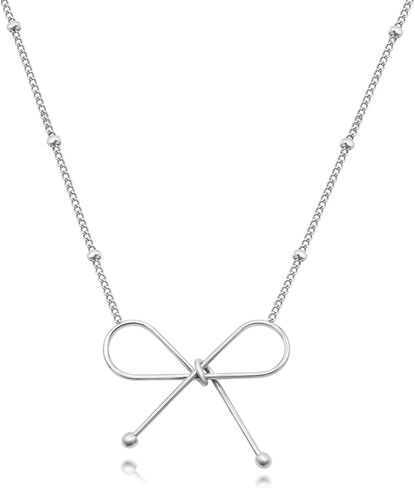 yfstyle Titanium Stainless Steel Bow Necklace Bowknot Chain Necklace 18k Gold Plated Bow Choker Necklace Bowknot Clavicle Chain for Women Girls Mother’s Day Valentine’s Day Gifts in Saudi Arabia