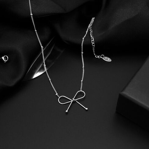yfstyle Titanium Stainless Steel Bow Necklace Bowknot Chain Necklace 18k Gold Plated Bow Choker Necklace Bowknot Clavicle Chain for Women Girls Mother’s Day Valentine’s Day Gifts in Saudi Arabia