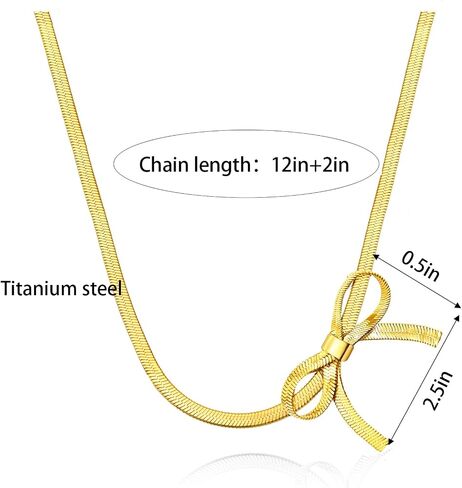 yfstyle Titanium Stainless Steel Bow Necklace Bowknot Chain Necklace 18k Gold Plated Bow Choker Necklace Bowknot Clavicle Chain for Women Girls Mother’s Day Valentine’s Day Gifts in Saudi Arabia