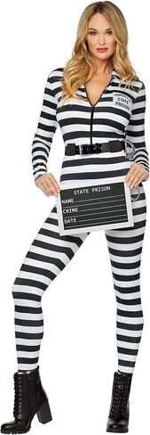 Spirit Halloween Adult Jailbird Catsuit Costume | Jailbreak Costume | Couples’ Costumes | Prisoner Outfit in Saudi Arabia
