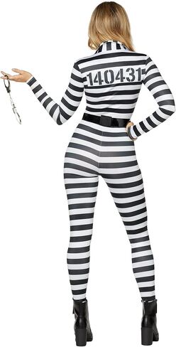 Spirit Halloween Adult Jailbird Catsuit Costume | Jailbreak Costume | Couples’ Costumes | Prisoner Outfit in Saudi Arabia