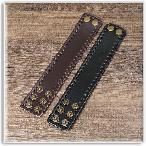 Xusamss Punk Leather Wristband Adjustable Snap Bracelet Wide Cuff Bracelet in Saudi Arabia