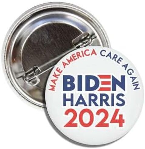 Biden Harris 2024 Make America Care Again Re-Elect in 24 Joe Biden 4 more in 24 Button Badge Pin Made in USA, Metal, metal in Saudi Arabia