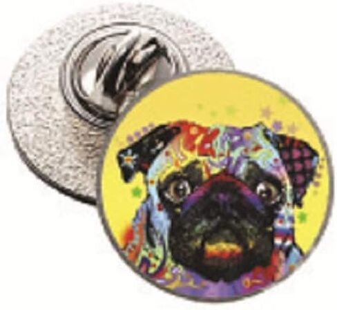 Enjoy it Pug Lapel Pin - Featuring Artwork of Dean Russo, one size, Metal Silver in Kuwait
