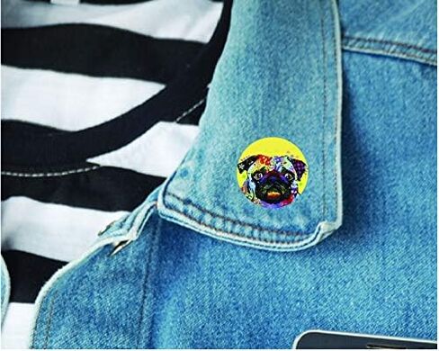 Enjoy it Pug Lapel Pin - Featuring Artwork of Dean Russo, one size, Metal Silver in Kuwait