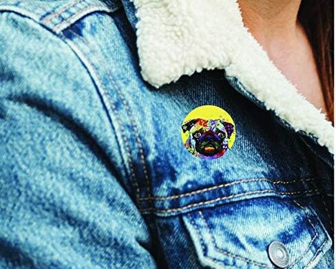 Enjoy it Pug Lapel Pin - Featuring Artwork of Dean Russo, one size, Metal Silver in Kuwait