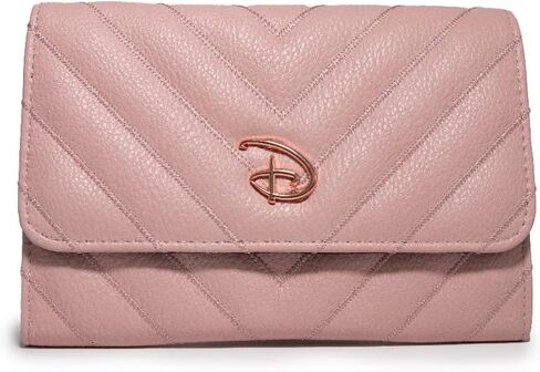 Buckle Down Disney Wallet, Foldover, Disney Signature D Logo Rose Gold, Pink, Chevron Stitch, Vegan Leather in Saudi Arabia