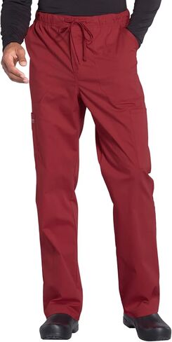 Men Scrubs Set Workwear Professionals WW695 V-Neck Top & WW190 Tapered Leg Fly Front Cargo Pant, Red- XL Top/XL Pant in Saudi Arabia