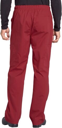 Men Scrubs Set Workwear Professionals WW695 V-Neck Top & WW190 Tapered Leg Fly Front Cargo Pant, Red- XL Top/XL Pant in Saudi Arabia