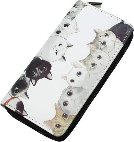 Suillty Cute Cat PU Leather Zip Around Long Wallet Cluth Travel Purse for Women Gilrs Ladies in Kuwait