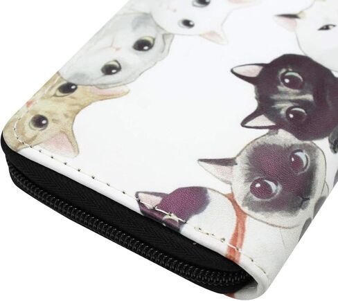 Suillty Cute Cat PU Leather Zip Around Long Wallet Cluth Travel Purse for Women Gilrs Ladies in Kuwait