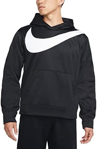 Nike Therma Men's Basketball Pullover Hoodie - Black Training Hoodie Pull On (as1, alpha, m, regular, regular, Standard, Black White, Medium) in Saudi Arabia