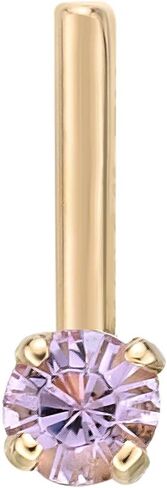 Lavari Jewelers 20 Gauge Multiple Colors Swarovski L-Shape Nose Ring for Women in 14k Yellow Gold 2 mm Nose Stud Ring in Saudi Arabia