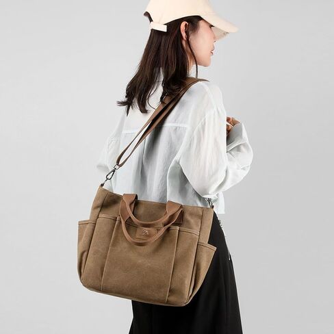Women's Canvas Tote Purses Shoulder Travel Crossbody Bag Everyday Handbags with Zipper in Saudi Arabia