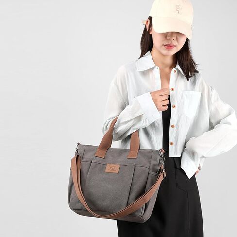 Women's Canvas Tote Purses Shoulder Travel Crossbody Bag Everyday Handbags with Zipper in Saudi Arabia