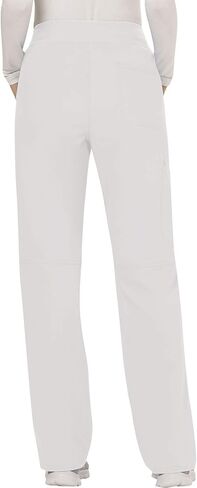 Cherokee Women Scrubs Set Workwear Revolution WW610 Mock Wrap Top & WW110 Mid Rise Straight Leg Pull-on Pant, White- 2XL Top / 2XL Pant in Saudi Arabia