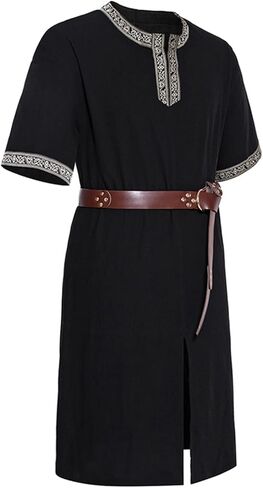 LMYOVE Viking Shirt for Mens Short Sleeve Medieval Knight Tunic LARP Tops Costume Renaissance Faire in Kuwait