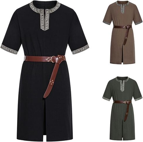 LMYOVE Viking Shirt for Mens Short Sleeve Medieval Knight Tunic LARP Tops Costume Renaissance Faire in Kuwait