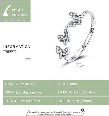 خواتم فراشة القط للنساء - 925 الفضة الاسترليني تشيكوسلوفاكيا المرأة قابل للتعديل المفتوحة الحيوان بسيطة شخصية لامعة جميلة خاتم للنساء الفتيات in Kuwait