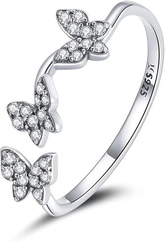 خواتم فراشة القط للنساء - 925 الفضة الاسترليني تشيكوسلوفاكيا المرأة قابل للتعديل المفتوحة الحيوان بسيطة شخصية لامعة جميلة خاتم للنساء الفتيات in Kuwait