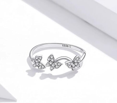 خواتم فراشة القط للنساء - 925 الفضة الاسترليني تشيكوسلوفاكيا المرأة قابل للتعديل المفتوحة الحيوان بسيطة شخصية لامعة جميلة خاتم للنساء الفتيات in Kuwait