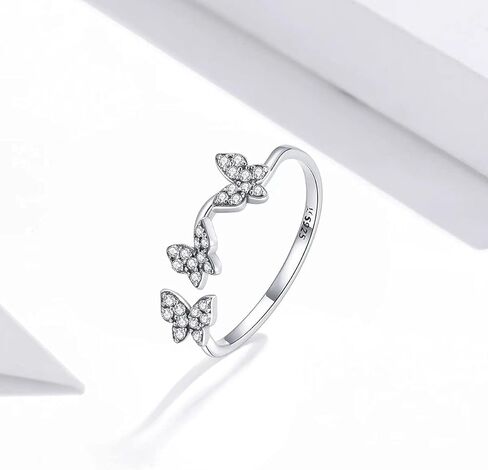 خواتم فراشة القط للنساء - 925 الفضة الاسترليني تشيكوسلوفاكيا المرأة قابل للتعديل المفتوحة الحيوان بسيطة شخصية لامعة جميلة خاتم للنساء الفتيات in Kuwait
