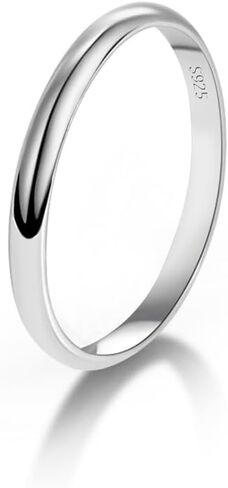 الكلاسيكية عادي هايت مصقول تكويم عادي بيان الدائري الراحة صالح خواتم الزفاف الفرقة 925 فضة للنساء والرجال هدية in Kuwait